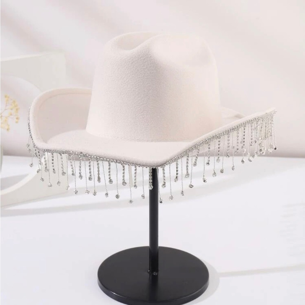 White cowboy hat with rhinestones